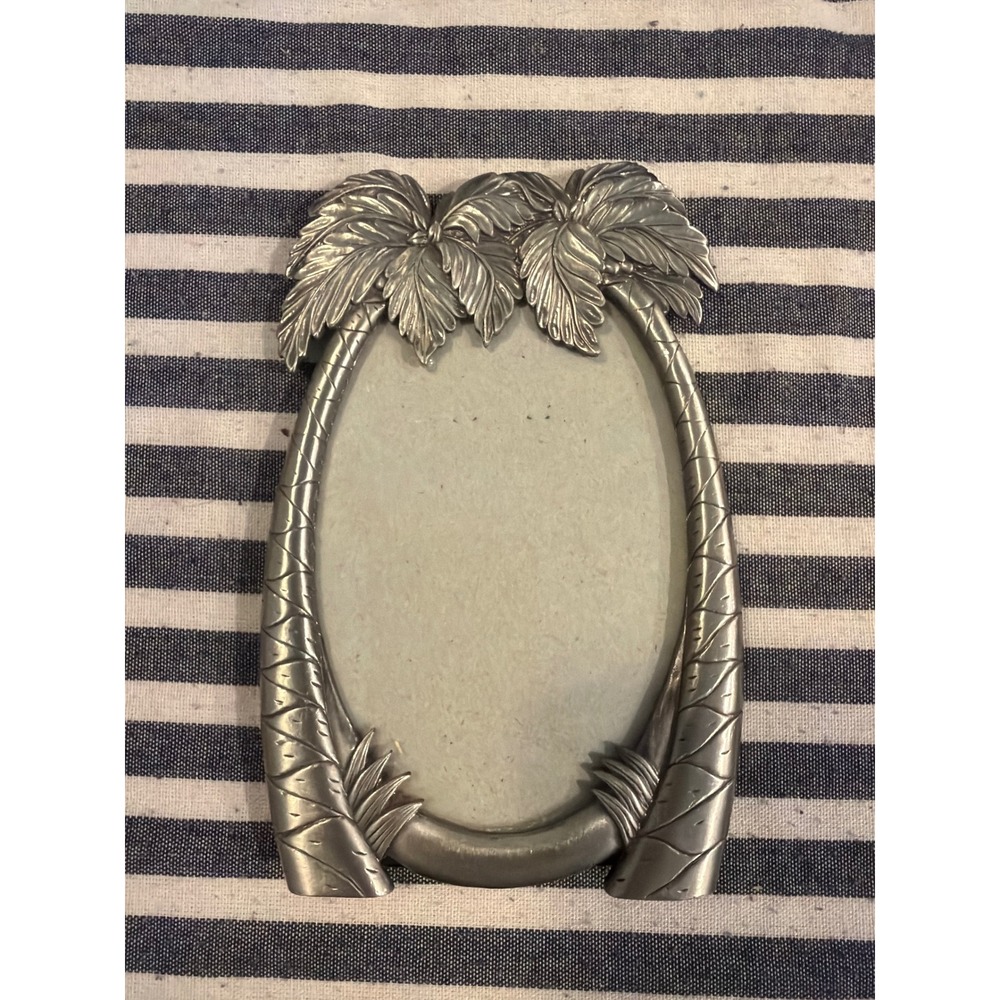 Pewter Metal 3D Palm Tree Picture Frame Sea Life Coastal Beach Decor 4x6